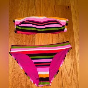 Aerie stripe bandeau bikini top & bottom medium